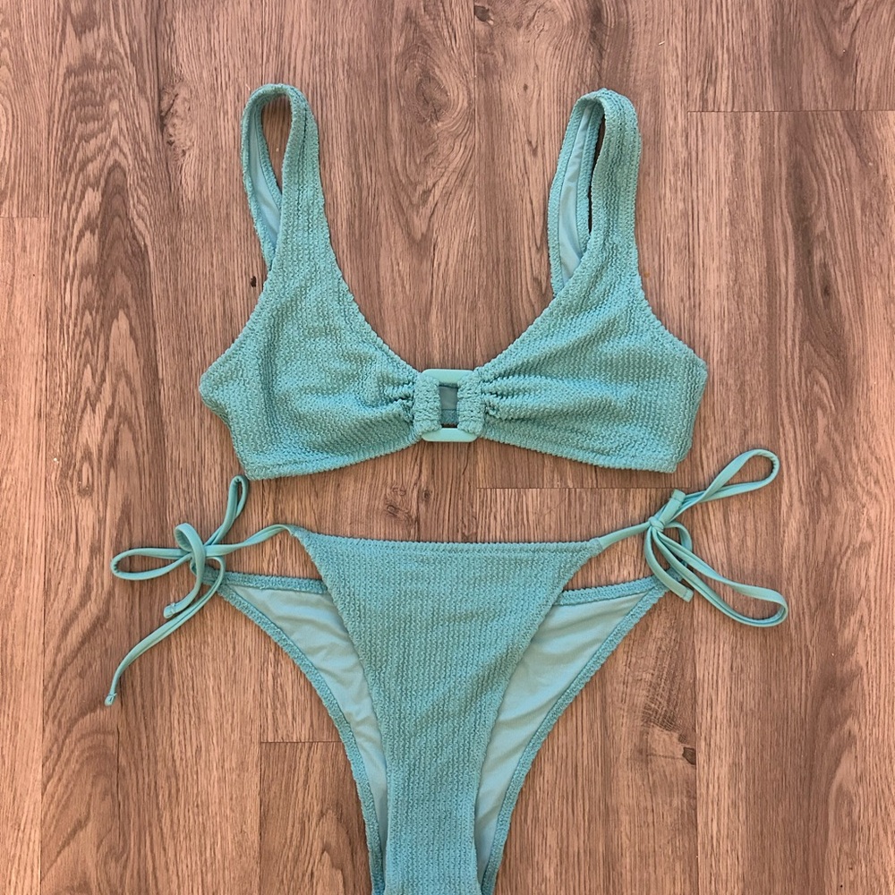 Aerie Light Blue Textured Swimwear